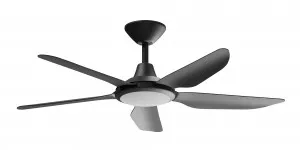 Calibo Storm 48" (1220mm) 5 Blade 18W Tricolour LED Light Indoor/Outdoor DC Ceiling Fan & Remote Matte Black by Calibo, a Ceiling Fans for sale on Style Sourcebook