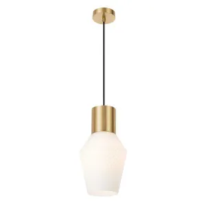 Telbix Rene Glass Pendant Light Edison Screw (E27) Opal Matte / Antique Gold by Telbix, a Pendant Lighting for sale on Style Sourcebook