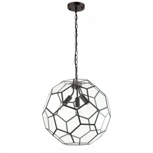 Honeycomb Black and Glass Pendant Light 445mm by Evertop, a Pendant Lighting for sale on Style Sourcebook