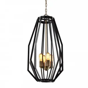 CLA E27 Antique Brass Cage Pendant Gamba 2 4 Light by Compact Lamps Australia, a Pendant Lighting for sale on Style Sourcebook