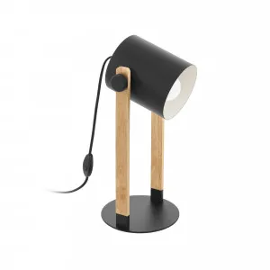 Eglo Hornwood Table Lamp (E27) Black Steel and Wood by Eglo, a Table & Bedside Lamps for sale on Style Sourcebook