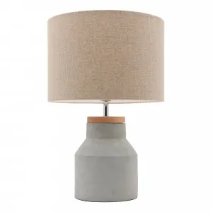 Moby Linen Shade Industrial Table Lamp Timber And Concrete by Mercator, a Table & Bedside Lamps for sale on Style Sourcebook