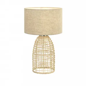 Small Telbix Bayz Rattan Edison Screw (E27) Table Lamp Sand by Telbix, a Table & Bedside Lamps for sale on Style Sourcebook