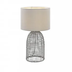 Small Telbix Bayz Rattan Edison Screw (E27) Table Lamp Grey by Telbix, a Table & Bedside Lamps for sale on Style Sourcebook