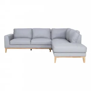 Dante 2.5 Seater Sofa + Chaise RHF in Leather Pewter by OzDesignFurniture, a Sofas for sale on Style Sourcebook