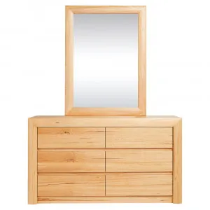 Bellambi Natural Messmate 6 Drawer Dresser With Mirror by James Lane, a Dressers & Chests of Drawers for sale on Style Sourcebook