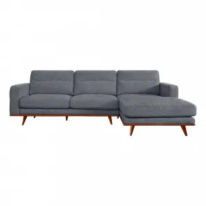 Astrid 2.5 Seater Sofa + Chaise RHF in Talent Denim / Brown Leg by OzDesignFurniture, a Sofas for sale on Style Sourcebook