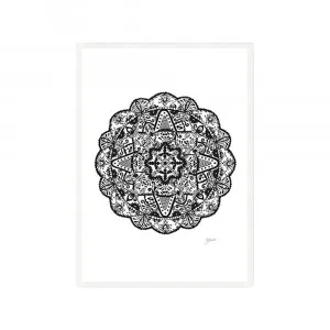 Marrakesh Mandala in Black Wall Art | CANVAS White Boxed Frame A3 (29.7cm x 42cm) by Luxe Mirrors, a Artwork & Wall Decor for sale on Style Sourcebook