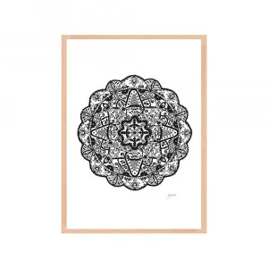 Marrakesh Mandala in Black Wall Art | CANVAS Tasmanian Oak Boxed Frame A3 (29.7cm x 42cm) by Luxe Mirrors, a Artwork & Wall Decor for sale on Style Sourcebook