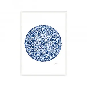 Sahara Mandala in Navy Wall Art | FRAMED White Boxed Frame A3 (29.7cm x 42cm) by Luxe Mirrors, a Artwork & Wall Decor for sale on Style Sourcebook