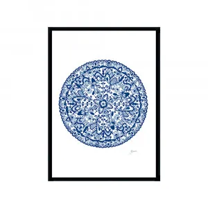 Sahara Mandala in Navy Wall Art | FRAMED Black Boxed Frame A3 (29.7cm x 42cm) by Luxe Mirrors, a Artwork & Wall Decor for sale on Style Sourcebook