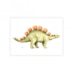 Stavros the Stegosaurus Dinosaur Fine Art Print | FRAMED White Boxed Frame A3 (29.7cm x 42cm) by Luxe Mirrors, a Artwork & Wall Decor for sale on Style Sourcebook