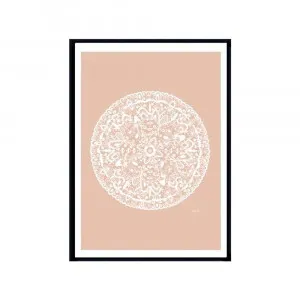 Sahara Mandala in Light Blush Solid Wall Art | FRAMED Black Boxed Frame A3 (29.7cm x 42cm) With White Border by Luxe Mirrors, a Artwork & Wall Decor for sale on Style Sourcebook