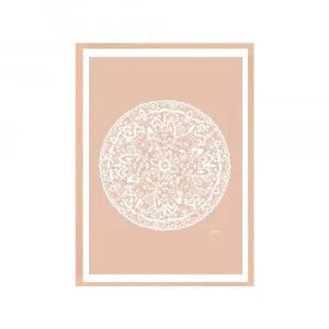 Sahara Mandala in Light Blush Solid Wall Art | FRAMED Tasmanian Oak Boxed Frame A3 (29.7cm x 42cm) With White Border by Luxe Mirrors, a Artwork & Wall Decor for sale on Style Sourcebook