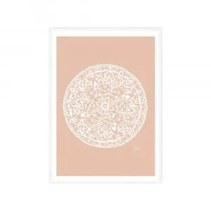 Sahara Mandala in Light Blush Solid Wall Art | FRAMED White Boxed Frame A3 (29.7cm x 42cm) With White Border by Luxe Mirrors, a Artwork & Wall Decor for sale on Style Sourcebook