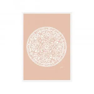 Sahara Mandala in Light Blush Solid Wall Art | FRAMED White Boxed Frame A3 (29.7cm x 42cm) No White Border by Luxe Mirrors, a Artwork & Wall Decor for sale on Style Sourcebook