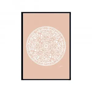 Sahara Mandala in Light Blush Solid Wall Art | FRAMED Black Boxed Frame A3 (29.7cm x 42cm) No White Border by Luxe Mirrors, a Artwork & Wall Decor for sale on Style Sourcebook