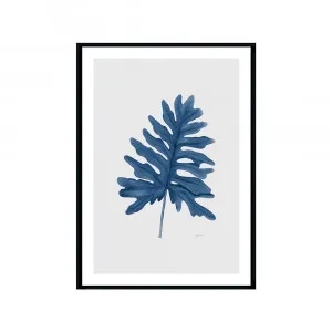 Philodendron Living in Navy Blue Fine with Whisper Grey Art Print | FRAMED Black Boxed Frame A3 (29.7cm x 42cm) by Luxe Mirrors, a Artwork & Wall Decor for sale on Style Sourcebook