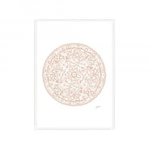 Sahara Mandala in Light Blush Wall Art | FRAMED White Boxed Frame A3 (29.7cm x 42cm) by Luxe Mirrors, a Artwork & Wall Decor for sale on Style Sourcebook