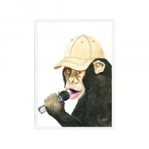 Alfie the Singing Monkey Fine Art Print | FRAMED White Boxed Frame A3 (29.7cm x 42cm) by Luxe Mirrors, a Artwork & Wall Decor for sale on Style Sourcebook