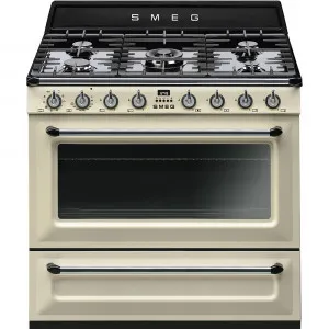 90cm Victoria Dual Fuel Freestanding Cooker (5 Burners/9 Functions) - Panna by Smeg, a Cooktops for sale on Style Sourcebook