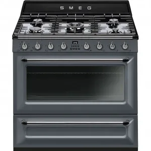 90cm Victoria Freestanding Cooker (5 Burners/9 Functions) - Slate Grey by Smeg, a Cooktops for sale on Style Sourcebook