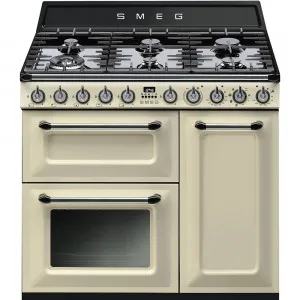 90cm Victoria Dual Fuel Triple Cavity Freestanding Cooker  - Panna by Smeg, a Cooktops for sale on Style Sourcebook