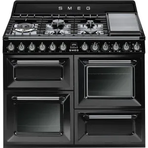 110cm Victoria Dual Fuel Triple Cavity Freestanding Cooker - Black by Smeg, a Cooktops for sale on Style Sourcebook