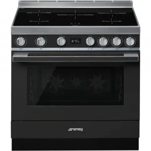 90cm  Induction Pyrolytic Freestanding Cooker - Anthracite by Smeg, a Cooktops for sale on Style Sourcebook