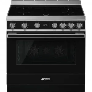90cm  Induction Pyrolytic Freestanding Cooker - Black by Smeg, a Cooktops for sale on Style Sourcebook