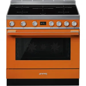 90cm  Induction Pyrolytic Freestanding Cooker - Burnt Orange by Smeg, a Cooktops for sale on Style Sourcebook