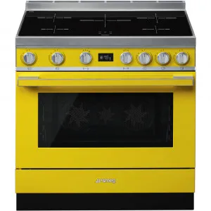 90cm  Induction Pyrolytic Freestanding Cooker - Yellow by Smeg, a Cooktops for sale on Style Sourcebook