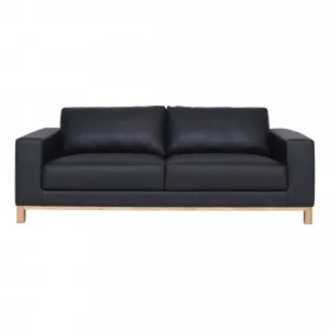 Jasper 2.5 Seater Sofa in Linea Leather Charcoal by OzDesignFurniture, a Sofas for sale on Style Sourcebook