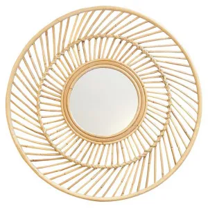 Nuca Rattan Frame Round Wall Mirror, 80cm by Brighton Home, a Mirrors for sale on Style Sourcebook