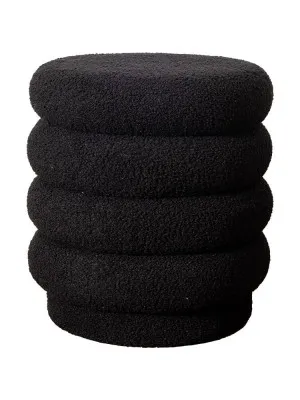 Lucia Round Boucle Stool Black by Urban Road, a Stools for sale on Style Sourcebook