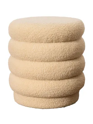 Lucia Round Boucle Stool Cream by Urban Road, a Stools for sale on Style Sourcebook