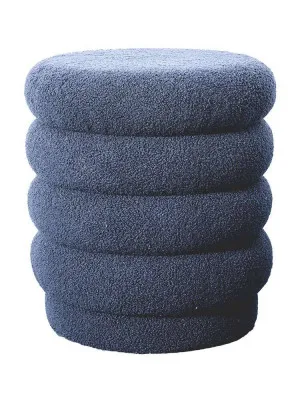 Lucia Round Boucle Stool Blue by Urban Road, a Stools for sale on Style Sourcebook