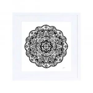 Marrakesh Mandala in Black Wall Art | CANVAS White Boxed Frame Square (30cm x 30cm) by Luxe Mirrors, a Artwork & Wall Decor for sale on Style Sourcebook