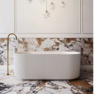 Cassa Design Fluted V-Groove 1400mm Back to Wall Bath - Matte White by Cassa Design, a Bathtubs for sale on Style Sourcebook