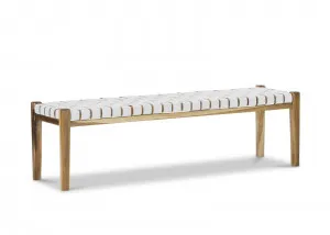 Lazie Leather Strapping Bench, Teak & White by L3 Home, a Benches for sale on Style Sourcebook