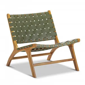 Casey Woven Leather Lounge Chair, Olive Green by L3 Home, a Chairs for sale on Style Sourcebook