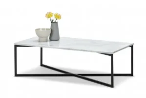 Ellie White Marble Rectangular Coffee Table, Black by L3 Home, a Coffee Table for sale on Style Sourcebook