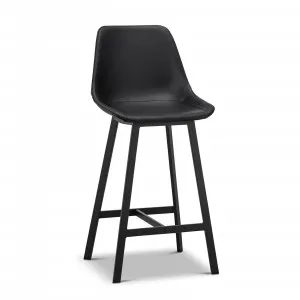 Hanns Set of 2 67cm Premium Vegan Leather High Back Barstool, Black by L3 Home, a Bar Stools for sale on Style Sourcebook