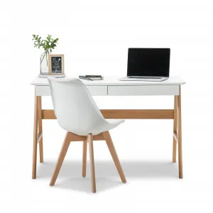 Aleksander 2 Drawer Desk, White & Oak by L3 Home, a Desks for sale on Style Sourcebook