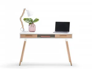 Myst 2 Drawer Desk, White & Oak by L3 Home, a Desks for sale on Style Sourcebook
