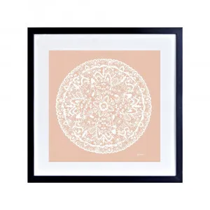 Sahara Mandala in Light Blush Solid Wall Art | FRAMED Black Boxed Frame Square (30cm x 30cm) With White Border by Luxe Mirrors, a Artwork & Wall Decor for sale on Style Sourcebook