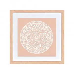 Sahara Mandala in Light Blush Solid Wall Art | FRAMED Tasmanian Oak Boxed Frame Square (30cm x 30cm) With White Border by Luxe Mirrors, a Artwork & Wall Decor for sale on Style Sourcebook