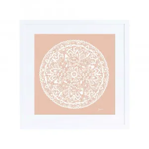 Sahara Mandala in Light Blush Solid Wall Art | FRAMED White Boxed Frame Square (30cm x 30cm) With White Border by Luxe Mirrors, a Artwork & Wall Decor for sale on Style Sourcebook