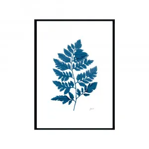 Lush Fern Living in Navy Blue Fine Art Print | FRAMED Black Boxed Frame A3 (29.7cm x 42cm) by Luxe Mirrors, a Artwork & Wall Decor for sale on Style Sourcebook