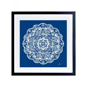 Marrakesh Mandala in Solid Navy Wall Art | FRAMED Black Boxed Frame Square (30cm x 30cm) No White Border by Luxe Mirrors, a Artwork & Wall Decor for sale on Style Sourcebook